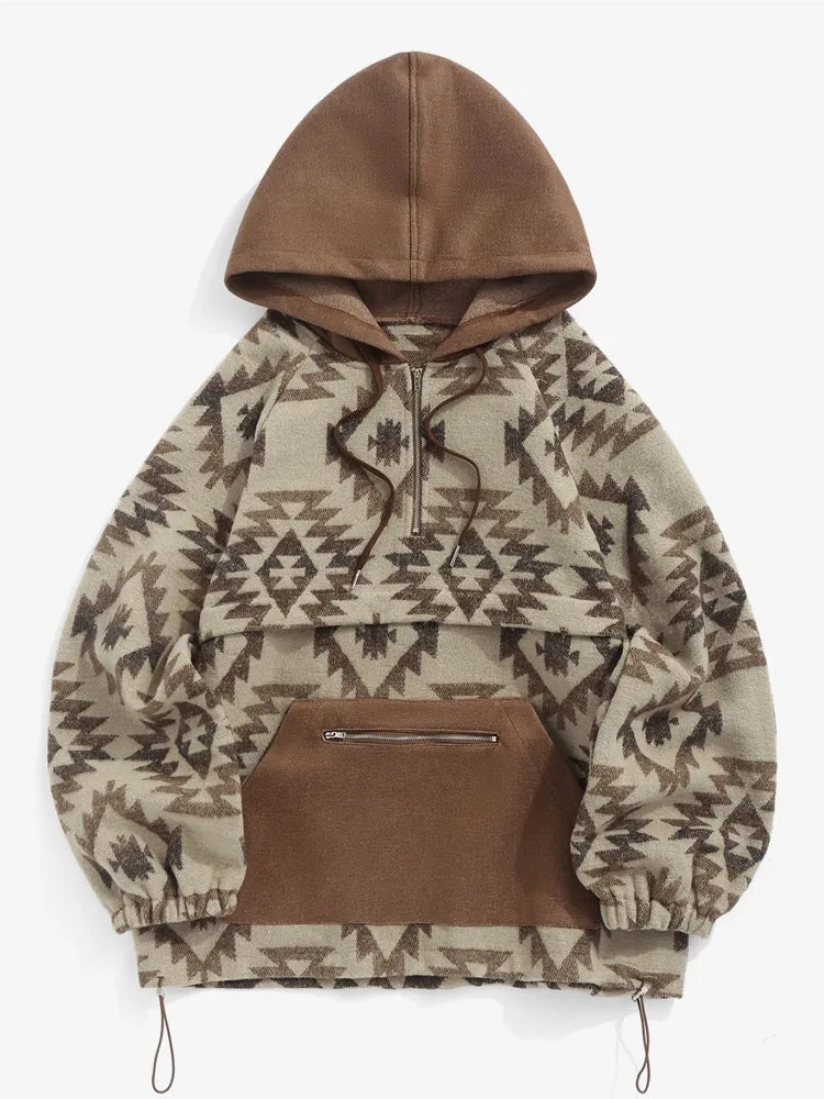 KAIRO – Aztec print hoodie met buidelzak voor een trendy, casual look