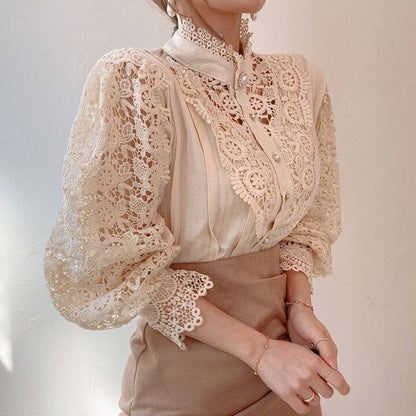 ELOISE - Elegante damesblouse met stijlvolle hoge hals