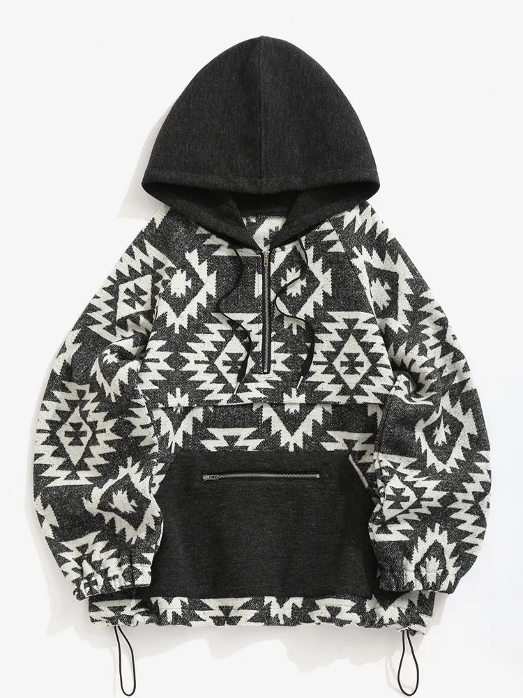 KAIRO – Aztec print hoodie met buidelzak voor een trendy, casual look