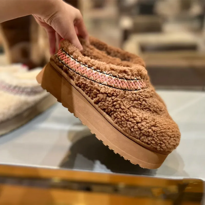 FAYE - Plateau pantoffels in imitatievacht met patroon voor dames