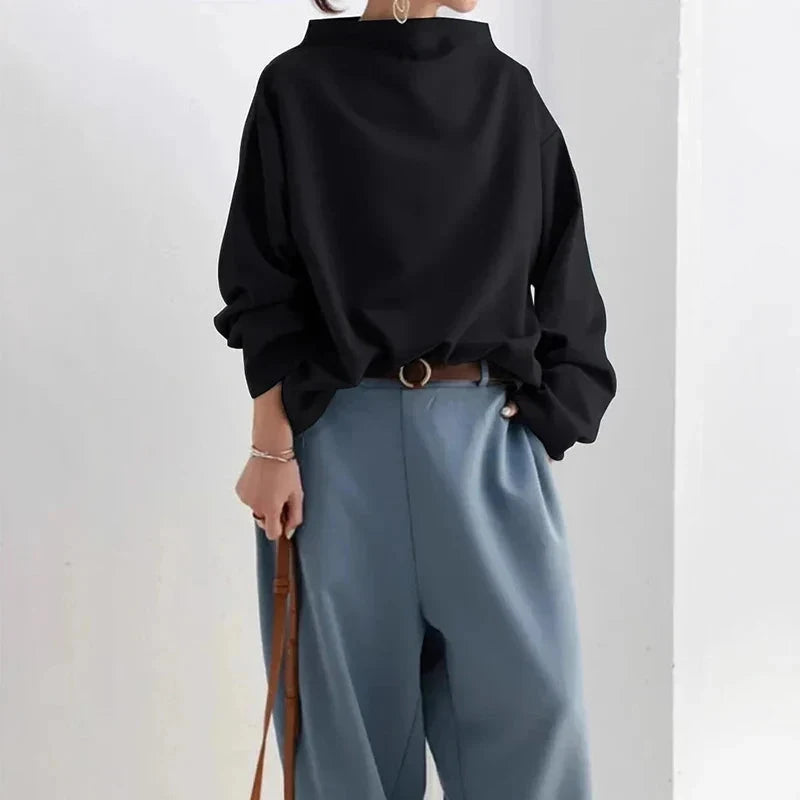 Hayden trui voor dames met oversized pasvorm en hoge kraag minimalistisch en moeiteloos chic – NEVIA - Glamorix