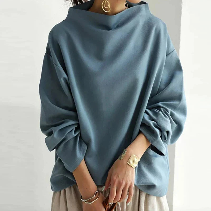 Hayden trui voor dames met oversized pasvorm en hoge kraag minimalistisch en moeiteloos chic – NEVIA - Glamorix