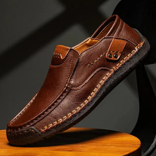 Leren mocassins voor heren met flexibele zool – LÉVANO - Glamorix