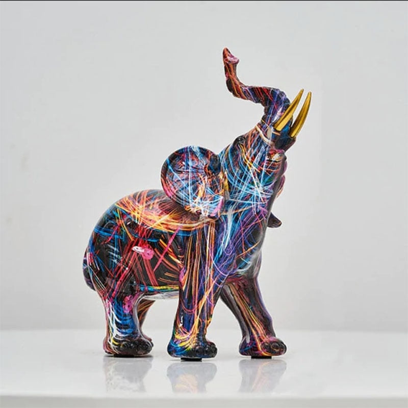 ELEFANTIQUE – Abstract Beeldje van Gekleurde Olifant