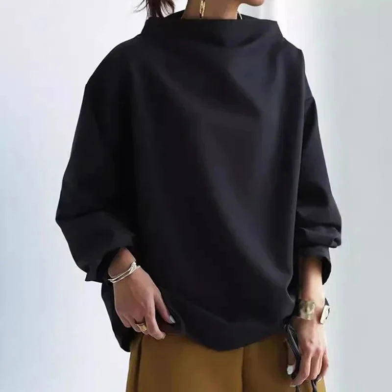 Hayden trui voor dames met oversized pasvorm en hoge kraag minimalistisch en moeiteloos chic – NEVIA - Glamorix