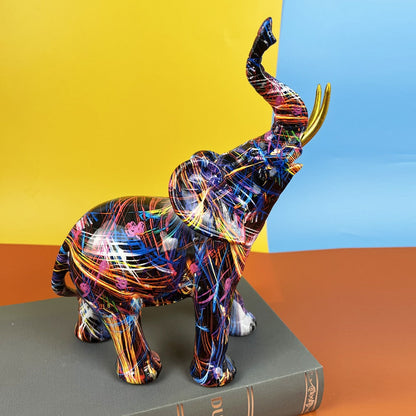 ELEFANTIQUE – Abstract Beeldje van Gekleurde Olifant