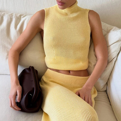 Mouwloze dames top en maxi rok set – SoléaSet - Glamorix