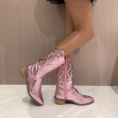 VIVIAN - Stijlvolle metallic chique laarzen met ritssluiting