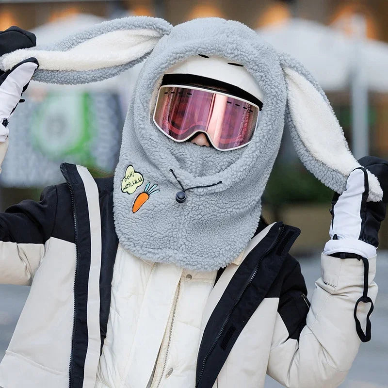 BUNNYWARM - Konijnenthema wintermuts met oorflappen