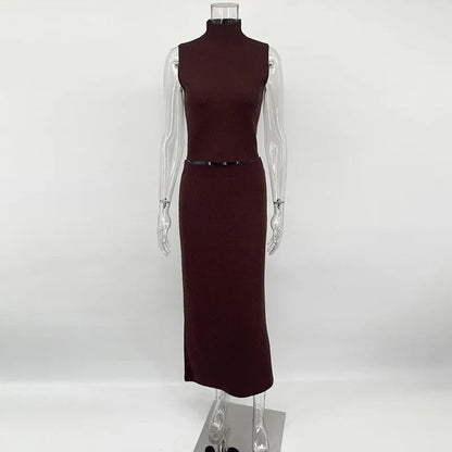 Mouwloze dames top en maxi rok set – SoléaSet - Glamorix