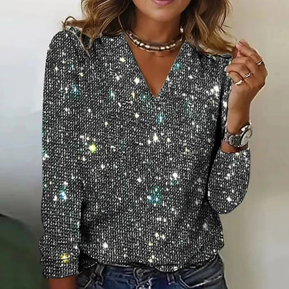 Glinsterende dames top met elegante pasvorm voor avondlooks – LunéaGlow Top - Glamorix
