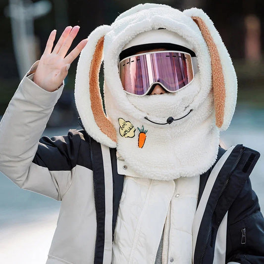 BUNNYWARM - Konijnenthema wintermuts met oorflappen