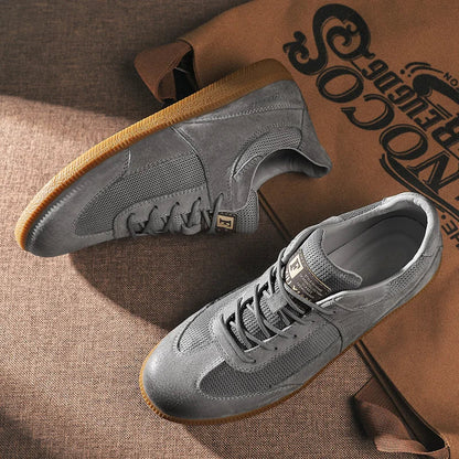 CALVINO – Heren sneakers van suède en mesh met sportieve look - Glamorix
