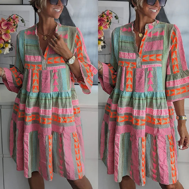 ZENELLA – Bohemian tuniekjurk met luchtige lagen en moeiteloze elegantie
