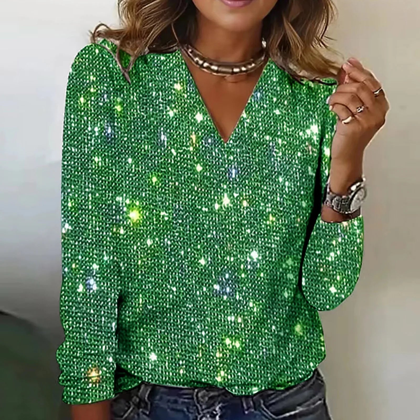 Glinsterende dames top met elegante pasvorm voor avondlooks – LunéaGlow Top - Glamorix