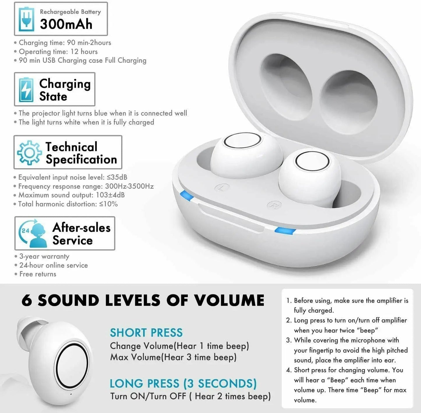Discreet oplaadbaar hoortoestel met Bluetooth en appbediening – AUDIONIQ ClearTone - Glamorix