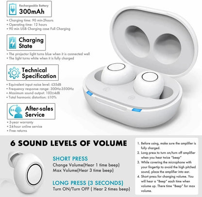 Discreet oplaadbaar hoortoestel met Bluetooth en appbediening – AUDIONIQ ClearTone - Glamorix