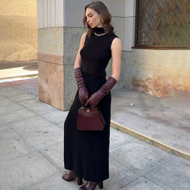 Mouwloze dames top en maxi rok set – SoléaSet - Glamorix