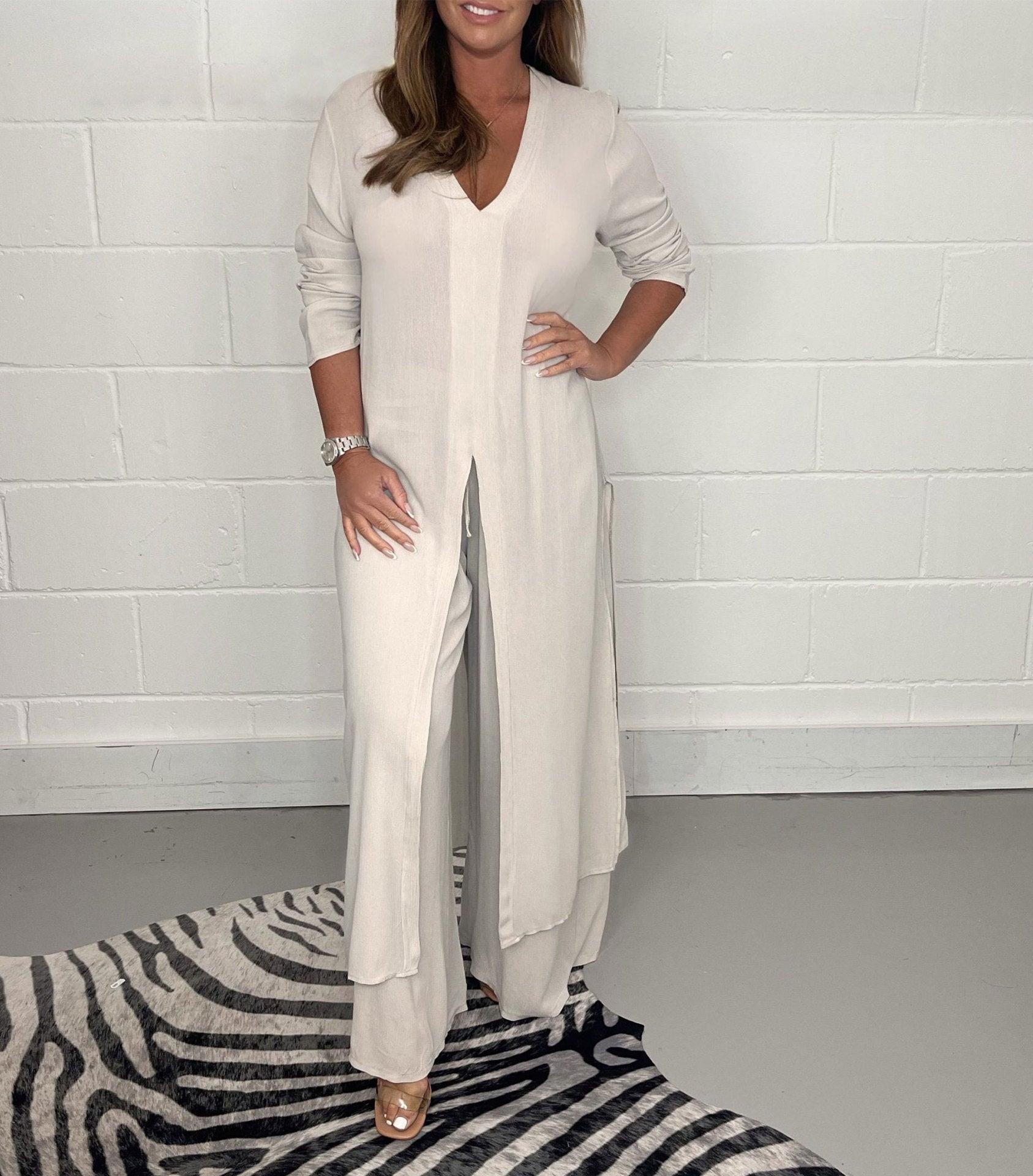 Tweedelig Damespak met Flowy Silhouet en Elegante Pasvorm – LUNA GLOW - Glamorix