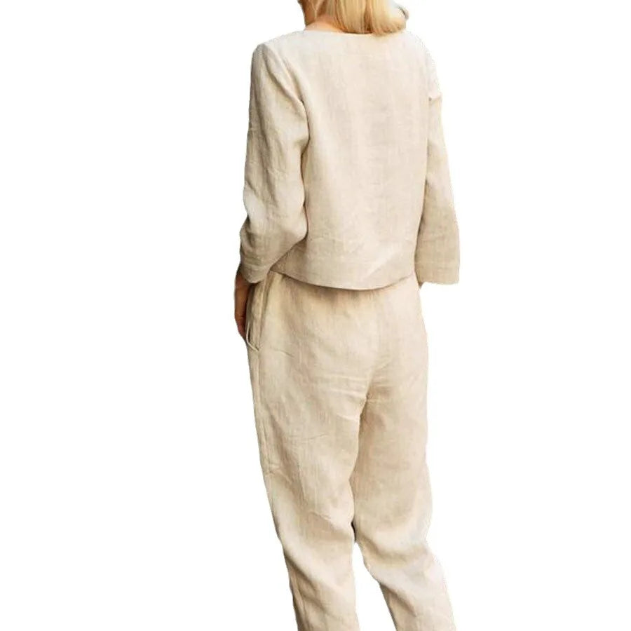 Casual damespak met strikceintuur en elegante pasvorm – LUMA SOFT - Glamorix