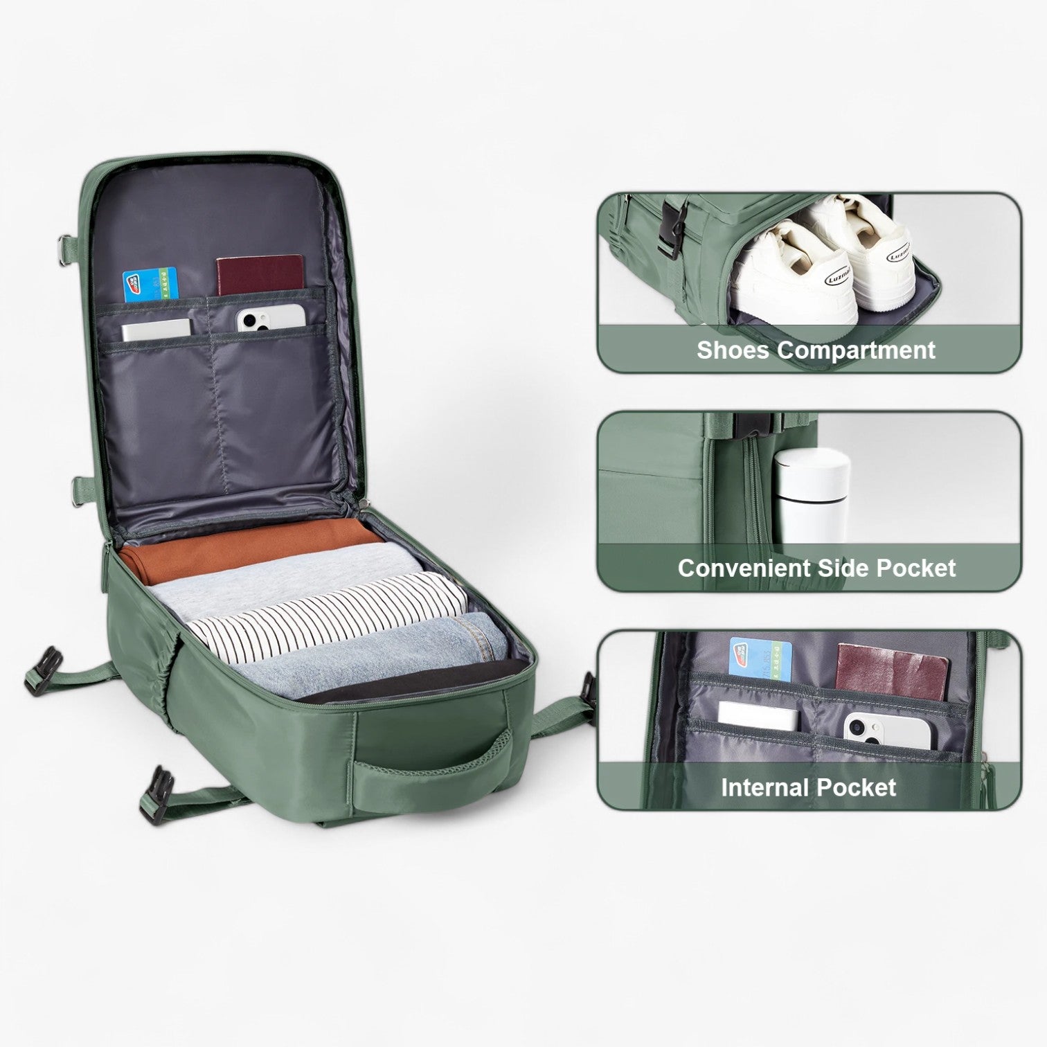 Compacte handbagage rugzak met slim design en ruime indeling – NORVIK JetPack - Glamorix