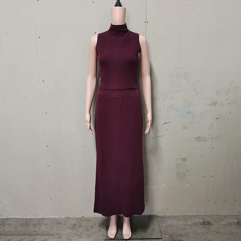 Mouwloze dames top en maxi rok set – SoléaSet - Glamorix