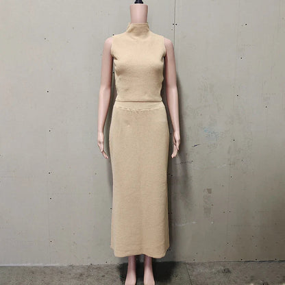 Mouwloze dames top en maxi rok set – SoléaSet - Glamorix