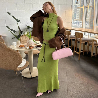 Mouwloze dames top en maxi rok set – SoléaSet - Glamorix