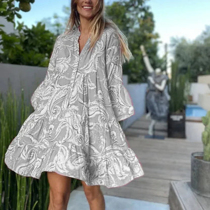 Vrouwen - Korte Zomerjurk - Losvallend Silhouet - Speelse Print - Zomergeluk - Glamorix