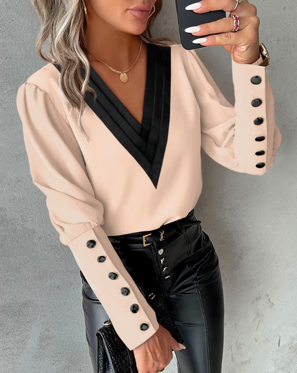 ELISE - Damesblouse met Gigot Mouwen en Knoopjes