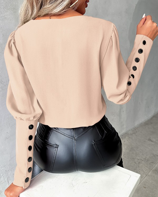 ELISE - Damesblouse met Gigot Mouwen en Knoopjes
