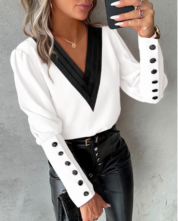 ELISE - Damesblouse met Gigot Mouwen en Knoopjes
