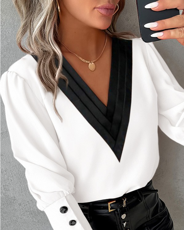 ELISE - Damesblouse met Gigot Mouwen en Knoopjes