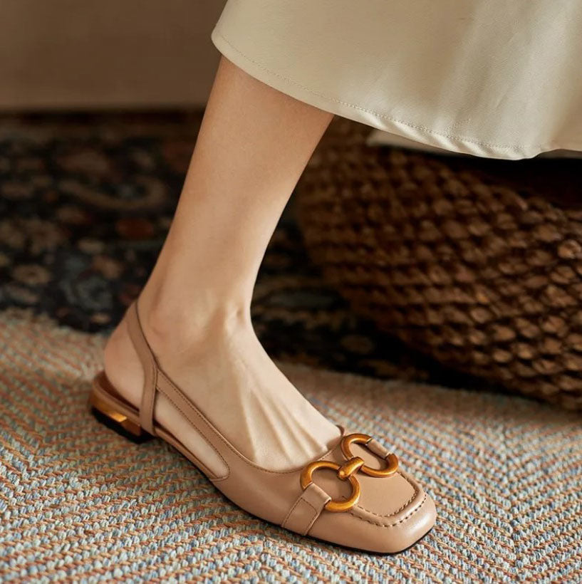 Elegante slingback instapper voor dames met vierkante neus – SERENA FORM - Glamorix