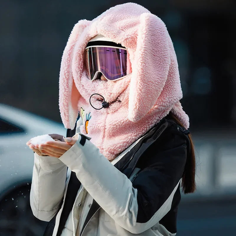 BUNNYWARM - Konijnenthema wintermuts met oorflappen