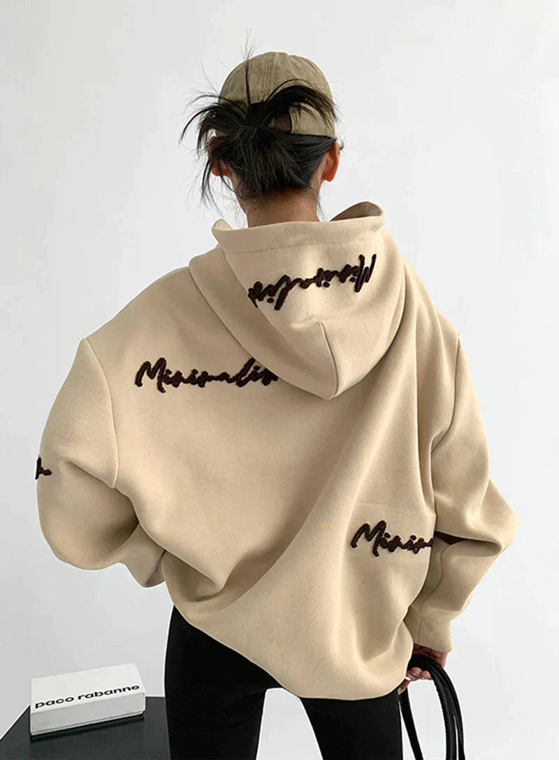 JUNO – Oversized hoodie met trendy letterontwerp en verlaagde schoudernaden