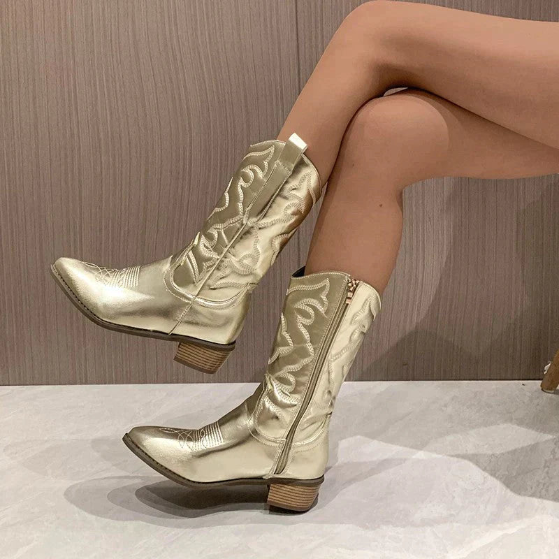 VIVIAN - Stijlvolle metallic chique laarzen met ritssluiting