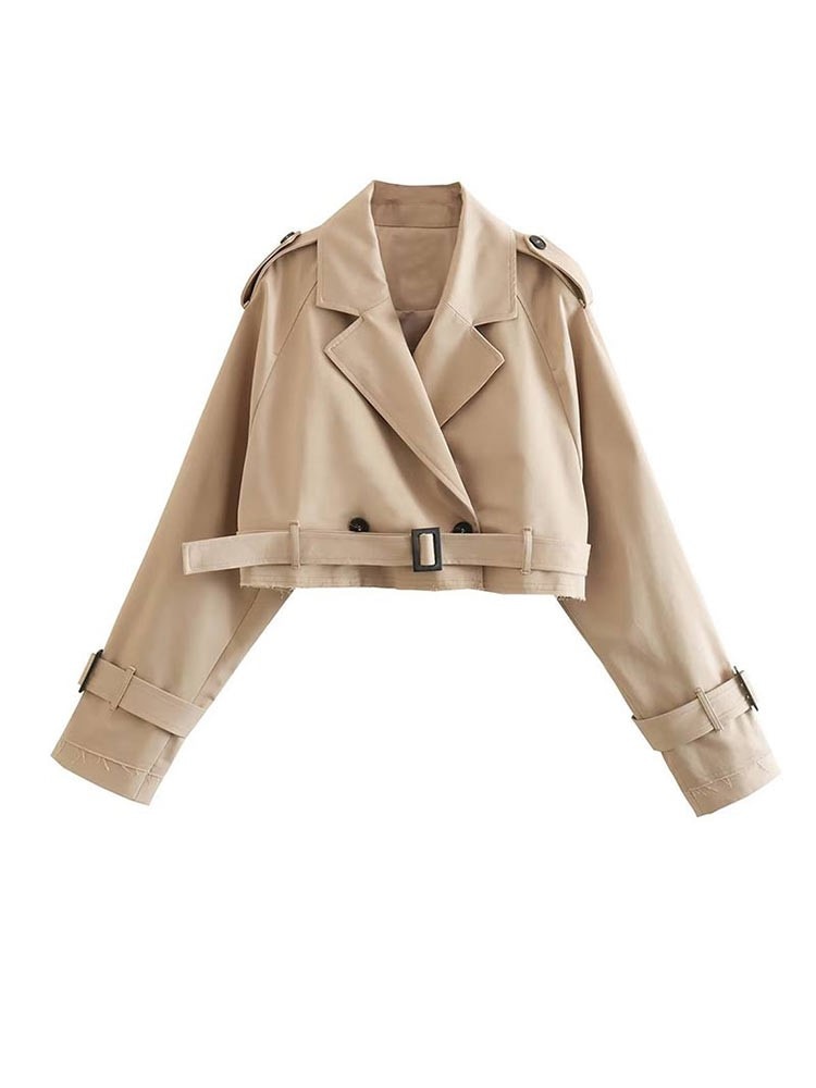 NADIA - Korte trenchcoat in beige