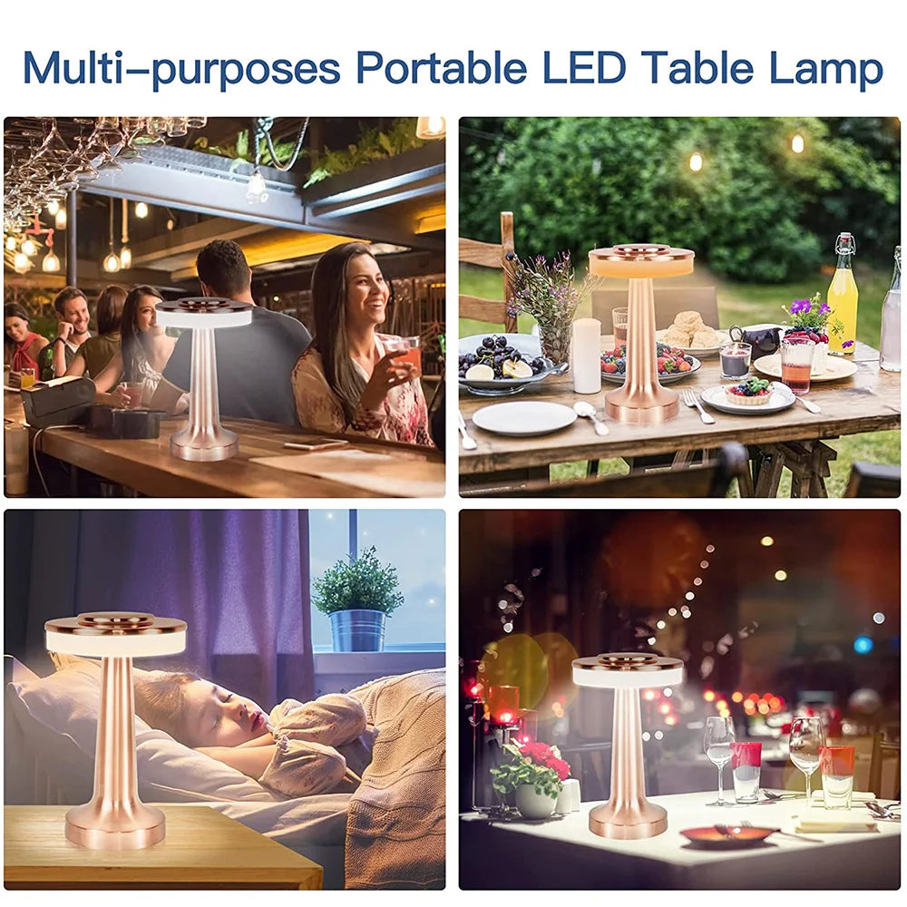 LumiCrest - Klassieke Draadloze Draagbare LED Tafellamp