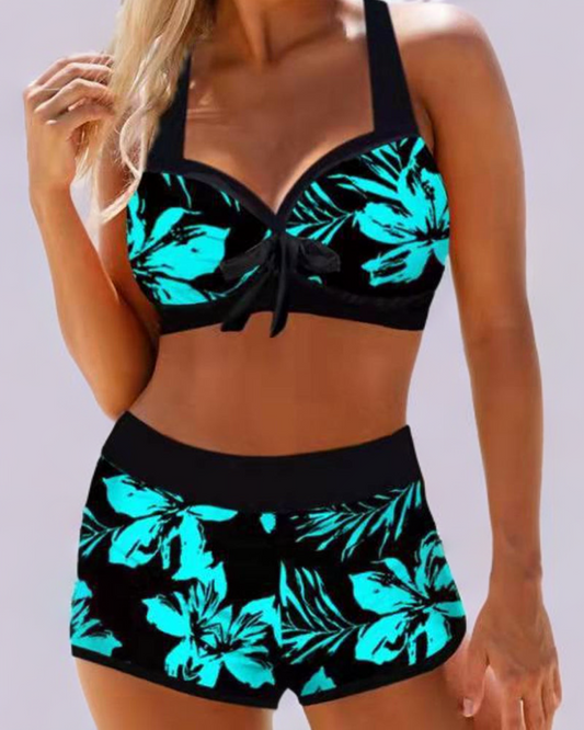 Dames - Bikini Set - Tropische Print en Hoge Taille - Zomer Mode - DITTE BIKINISET - Glamorix