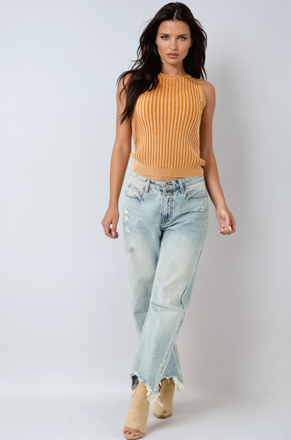 LIORA – Dames jeans met wide leg in lichtgewassen denim - Glamorix