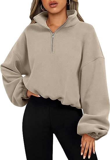 Sweatshirt – Halve Rits & Hoge Kraag - Glamorix