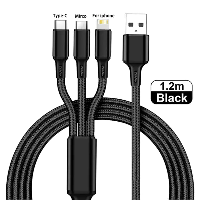 3-in-1 USB Kabel Type-C - Universele Oplaad- en Gegevenskabel voor al je apparaten