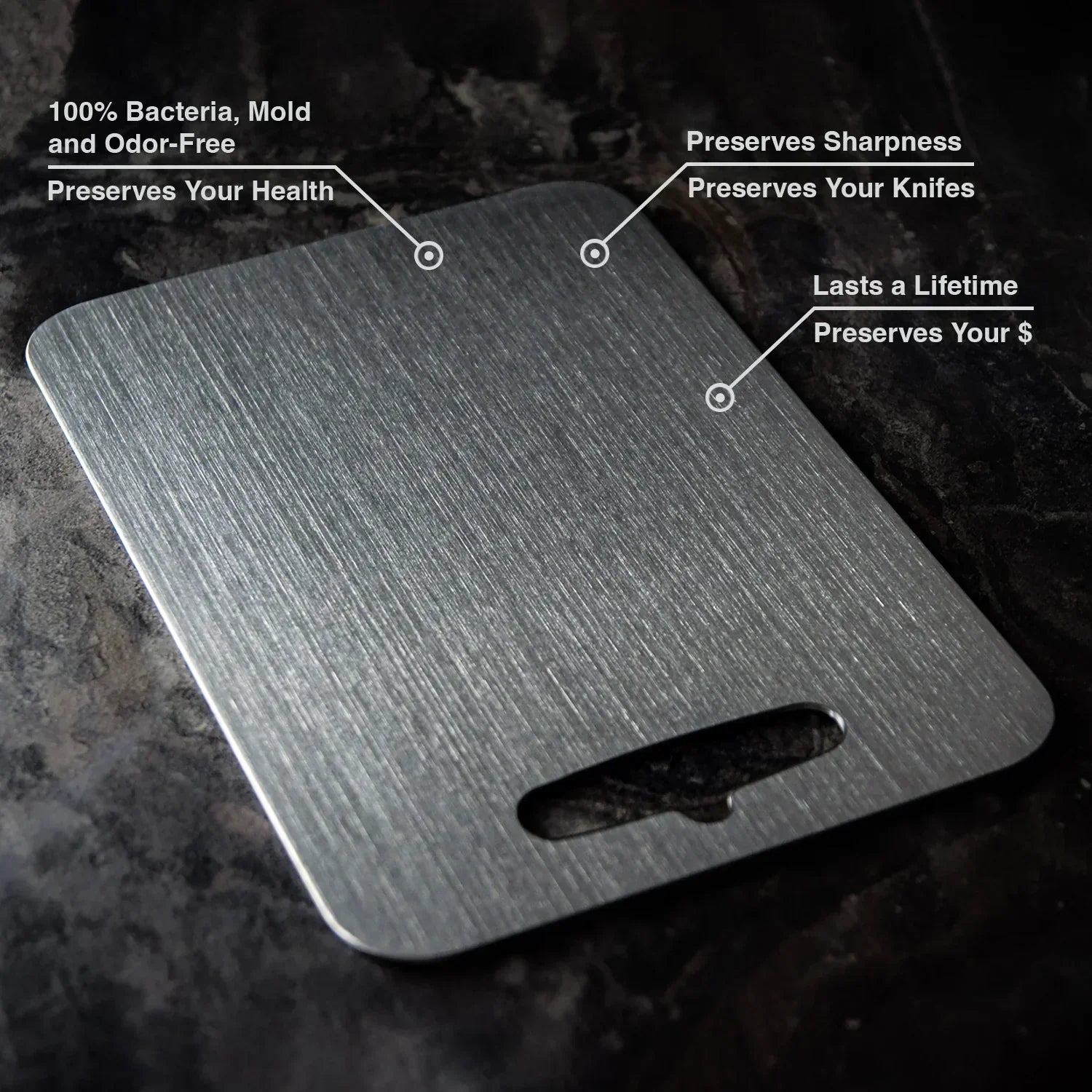 Antibacteriële titanium snijplank – mesvriendelijk en BPA-vrij – KUVANO PureSteel - Glamorix