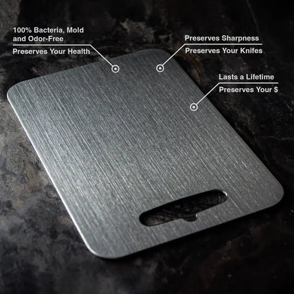 Hygiënische titanium snijplank voor intensief keukengebruik – KUVARA SteelBoard - Glamorix