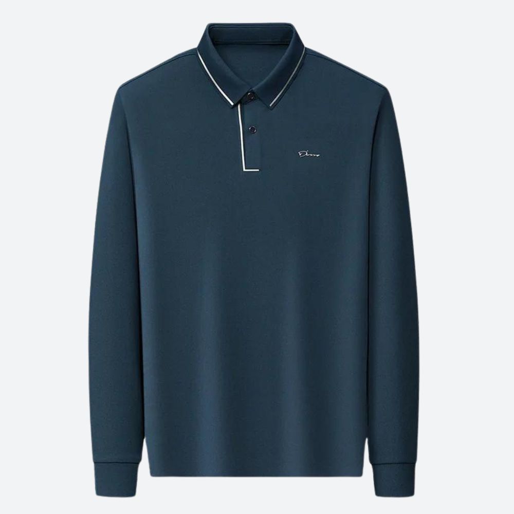 Moderne herenpolo met lange mouwen en stijlvolle afwerking – VERTON - Glamorix