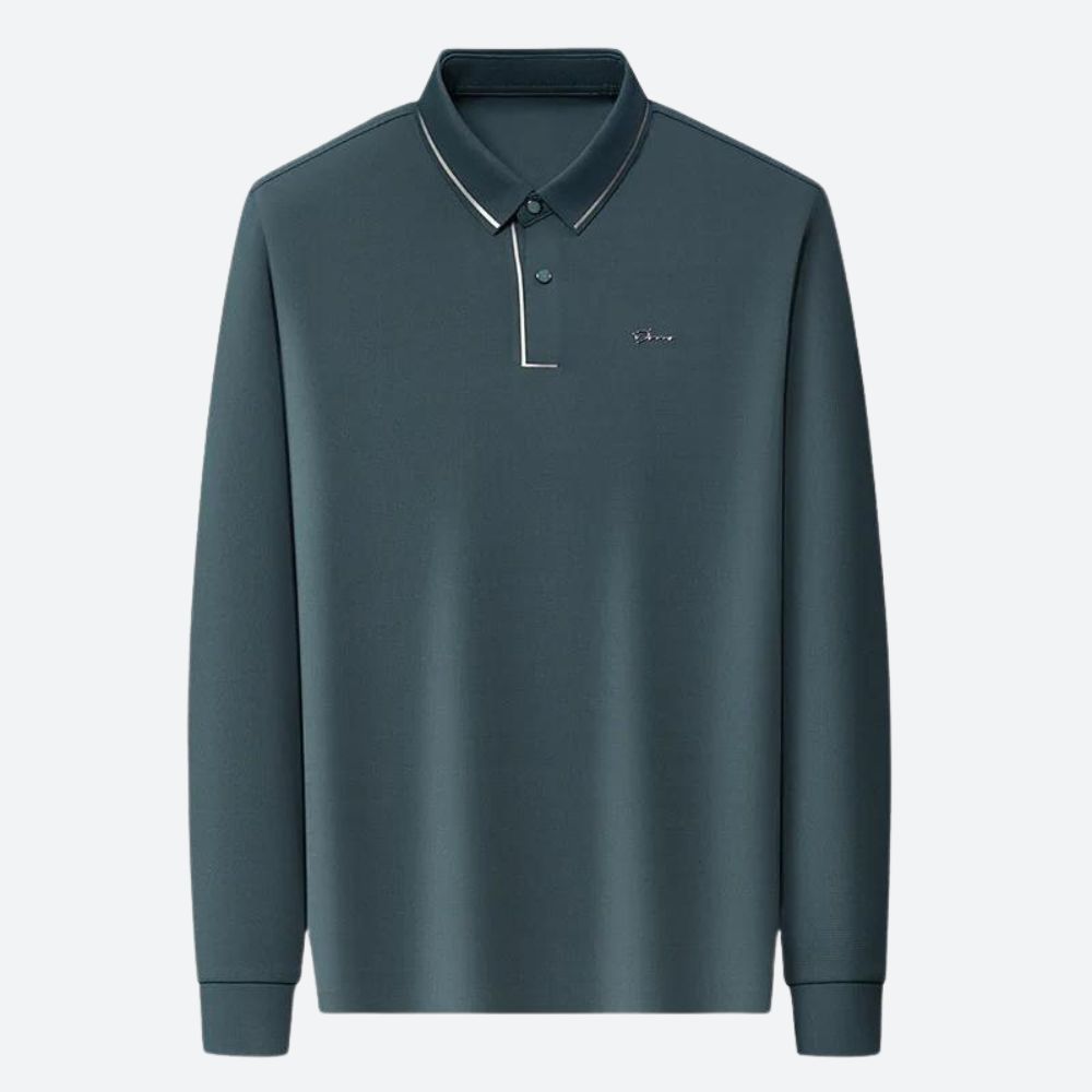 Moderne herenpolo met lange mouwen en stijlvolle afwerking – VERTON - Glamorix