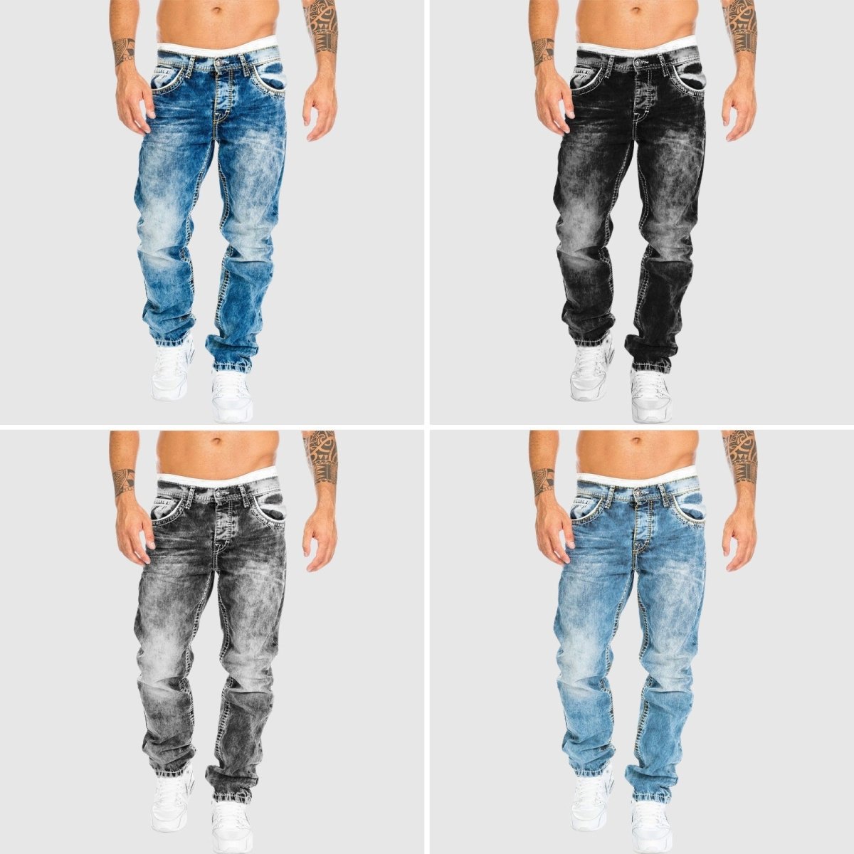 Gebleekte herenjeans met rechte pasvorm en tijdloze denimlook – BRAYDEN STRAIGHT - Glamorix