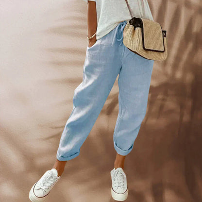 ARIA - Casual linnen broek met trekkoord voor dames