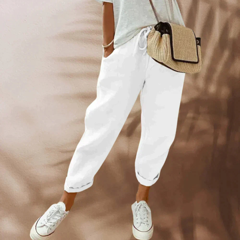 ARIA - Casual linnen broek met trekkoord voor dames